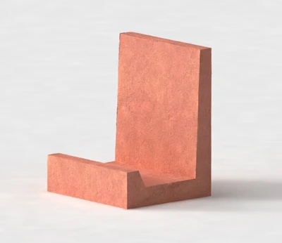 Kształtka wieńcowa narożna w formie L, czerwonobrązowy profil betonowy