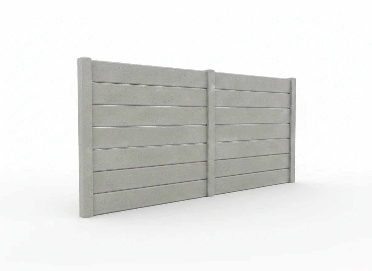 Segment ogrodzenia betonowego z prefabrykowanych paneli i słupków