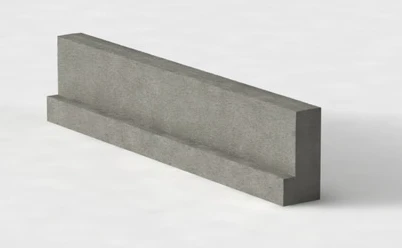 Prefabrykowane nadproże betonowe w kształcie dwupoziomowej belki na białym tle